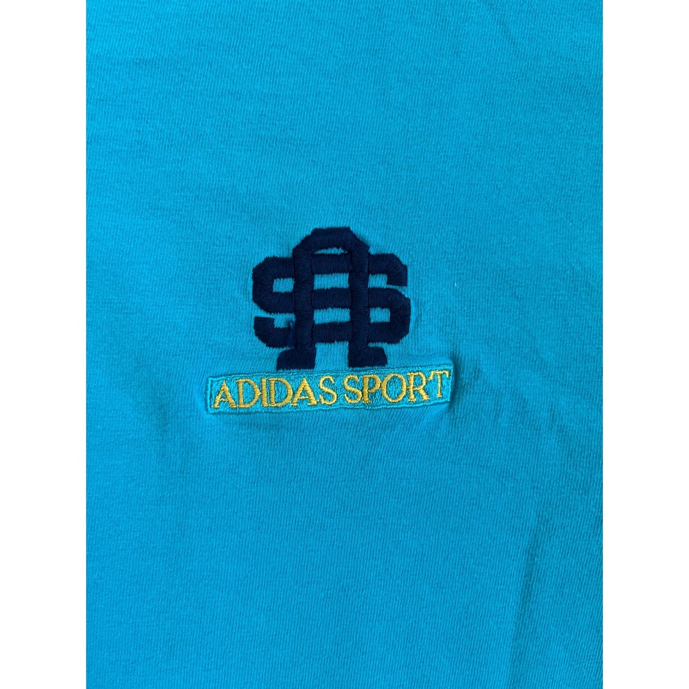 Vintage Adidas Sport T Shirt Mens Medium Blue Single Stitch Made in USA 90s - Picture 4 of 9